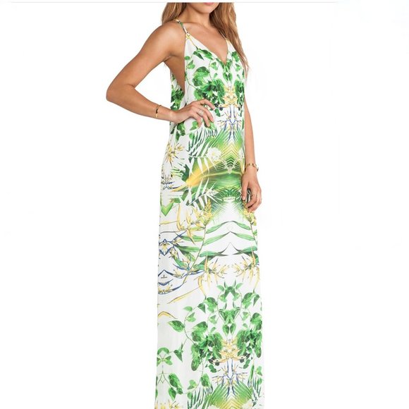 🎉🥂HP🥂🎉 ALICE + OLIVIA SUNBURST PALM MAXI DRESS - Picture 1 of 10